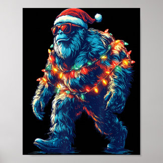 Santa Bigfoot julbelysning Xmas Sasquatch Poster