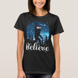 Santa Bigfoot-julen Sten Roll Tro Julafton Roligt T Shirt