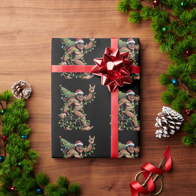 Santa Bigfoot Julgran Julafton Ljus Sasquatch Presentpapper (Julgåva)
