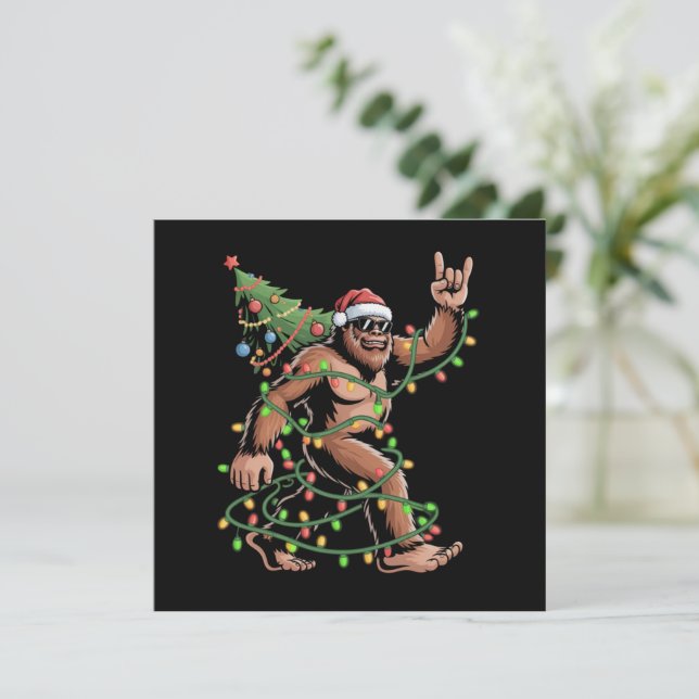 Santa Bigfoot Julgran Xmas Ljus Sasquatch Julkort (Stående Fram)