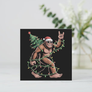 Santa Bigfoot Julgran Xmas Ljus Sasquatch Julkort