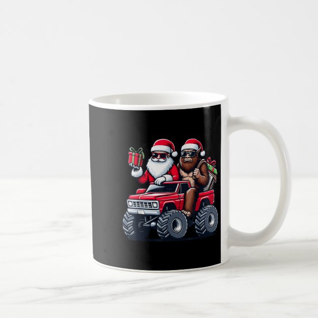 Santa Bigfoot Riding Monster Lastbil jul Toddl Kaffemugg (Höger)