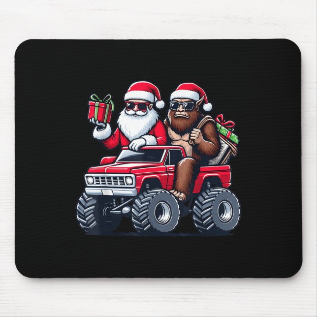 Santa Bigfoot Riding Monster Lastbil jul Toddl Musmatta (Framsidan)