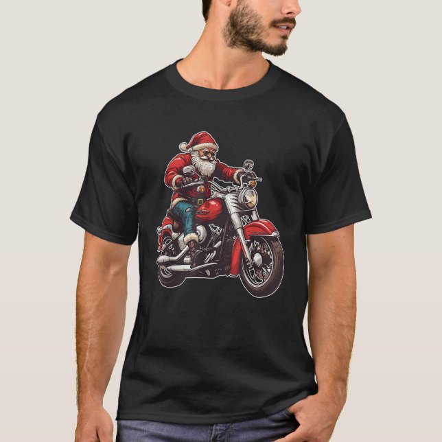 Santa Biker Motorcycle jul Pajama Småbarn Ki T Shirt (Framsida)