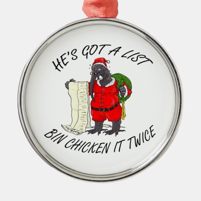 Santa Bin Kyckling  Julgransprydnad Metall (Framsidan)