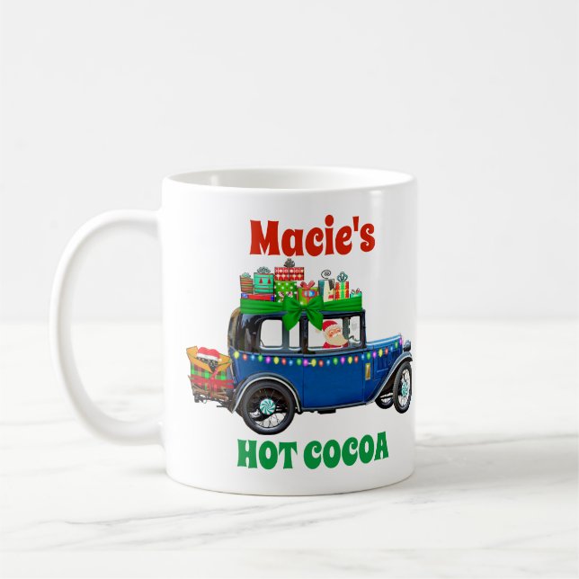 Santa Blå Bil Julpresenter Varm Choklad Kaffemugg (Vänster)