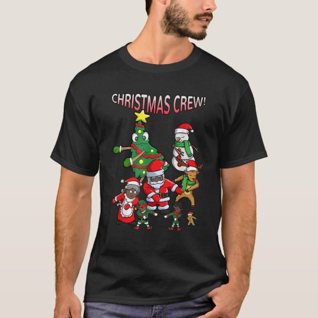 Santa Black African American jul Crew Flossi T Shirt (Framsida)
