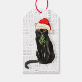 Santa Black Bombay Cat jul Presentetikett