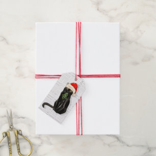 Santa Black Bombay Cat jul Presentetikett