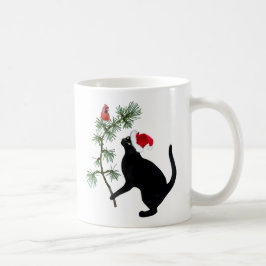 Santa Black Cat med Red Bird Mugg