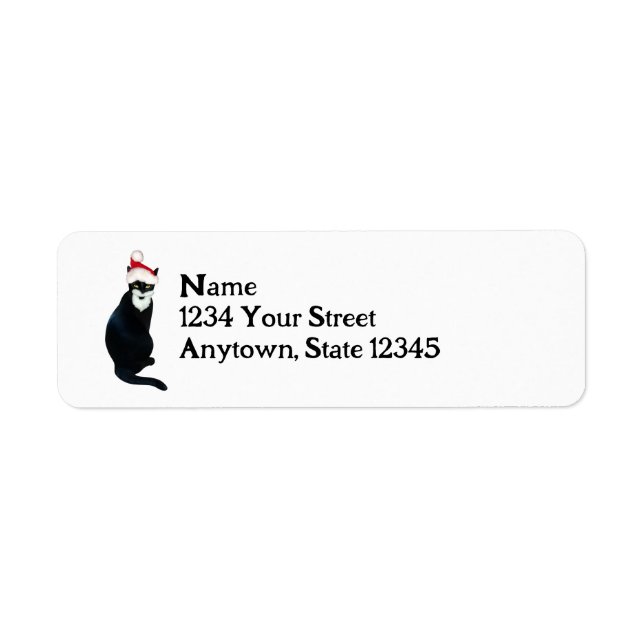 Santa Black Cat Returetiketter Returadress Etikett (Framsidan)