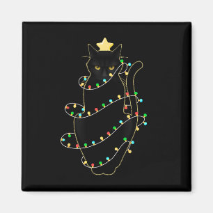 Santa Black-kattan snärjde upp i Julgran Light Magnet