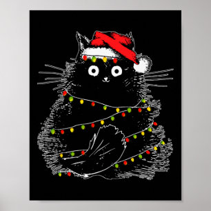 Santa Black-kattan snärjde upp i Julgran Light Poster