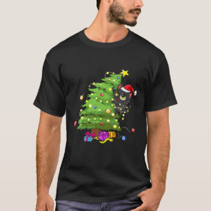 Santa Black-kattan snärjde upp i Julgran Light T Shirt