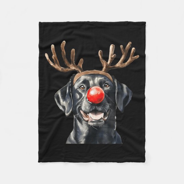 Santa Black Labrador Christmas Black Labrador Dog  Fleecefilt (Framsidan)