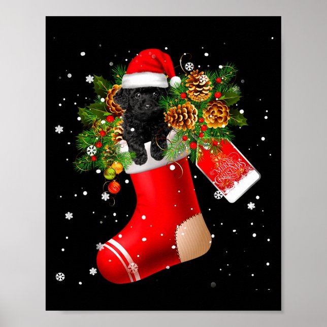 Santa Black Toy Odle In Christmas Sock Pajama  Poster (Framsidan)