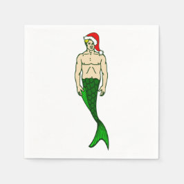 santa blonde merman christmas mermaid pappersservett