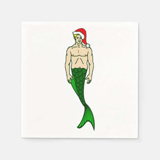 santa blonde merman christmas mermaid pappersservett (Framsidan)
