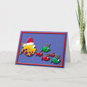 Santa Blowfish Helgkort
