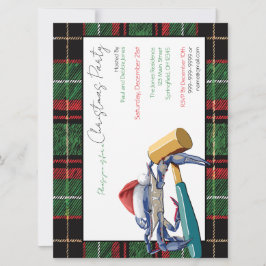 Santa Blue Crab med Mallet Jul Party Anpassningsba Inbjudningar