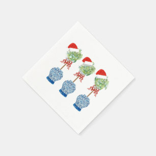 Santa Blue White Ginger Burk burk Topiary Bordstab Pappersservett