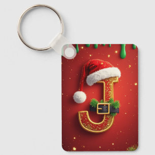 Santa Bokstav J Monogram Julkrans 🎅 Nyckelring
