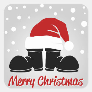Santa Boots Fyrkantigt Klistermärke
