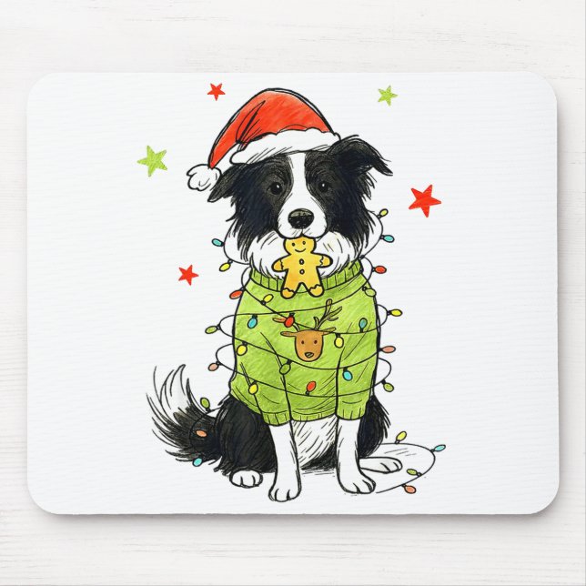 Santa Border Collie Christmas Border Collie Dog Mo Musmatta (Framsidan)
