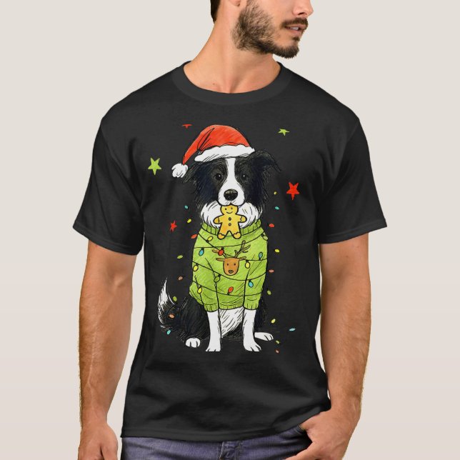 Santa Border Collie Christmas Border Collie Dog Mo T Shirt (Framsida)
