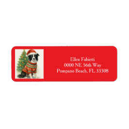 Santa Border Collie Christmas Return Address  Returadress Etikett