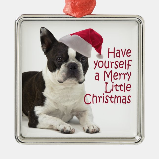 Santa Boston Terrier Ornament (Framsidan)