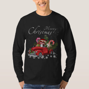 Santa Boston Terrier Riding Red Lastbil Merry Kris T Shirt