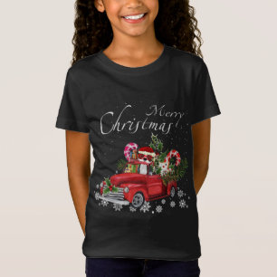 Santa Boston Terrier Riding Red Lastbil Merry Kris T Shirt