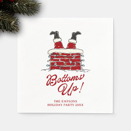 Santa Bottoms Up Funny Holiday Cocktail Accent Pappersservett