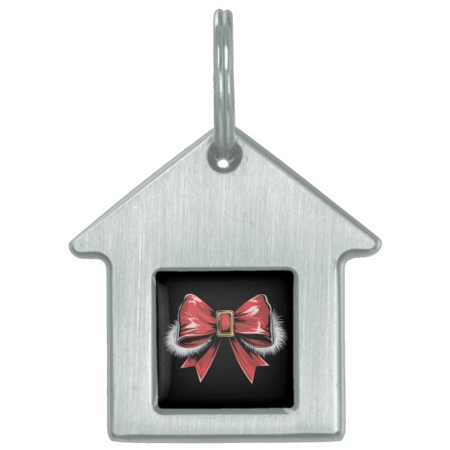 Santa Bow Noel Santa Coquette Helgdag ID-bricka Husdjur (Framsidan)