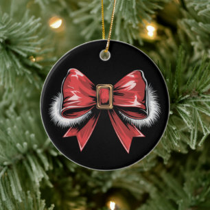 Santa Bow Noel Santa Coquette Jul Högtid  Julgransprydnad Keramik