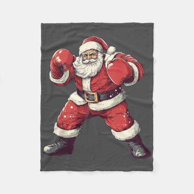 Santa Boxing Älskare Funny Mma Muay Thai Boxer Chr Fleecefilt (Framsidan)