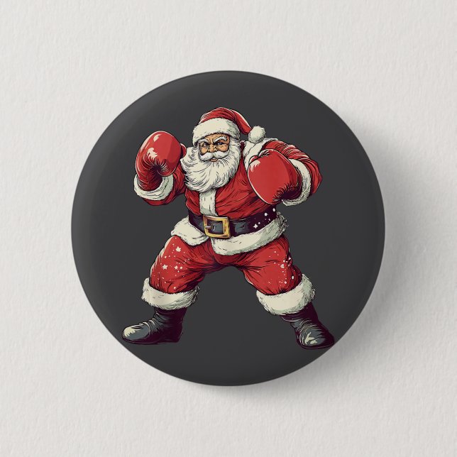 Santa Boxing Älskare Funny Mma Muay Thai Boxer Chr Knapp (Framsida)