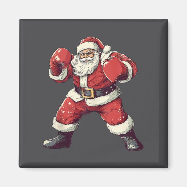 Santa Boxing Älskare Funny Mma Muay Thai Boxer Chr Magnet (Framsidan)