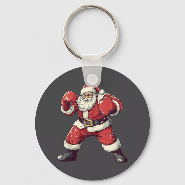 Santa Boxing Älskare Funny Mma Muay Thai Boxer Chr Nyckelring (Framsida)