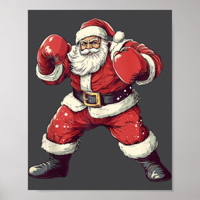Santa Boxing Älskare Funny Mma Muay Thai Boxer Chr Poster (Framsidan)