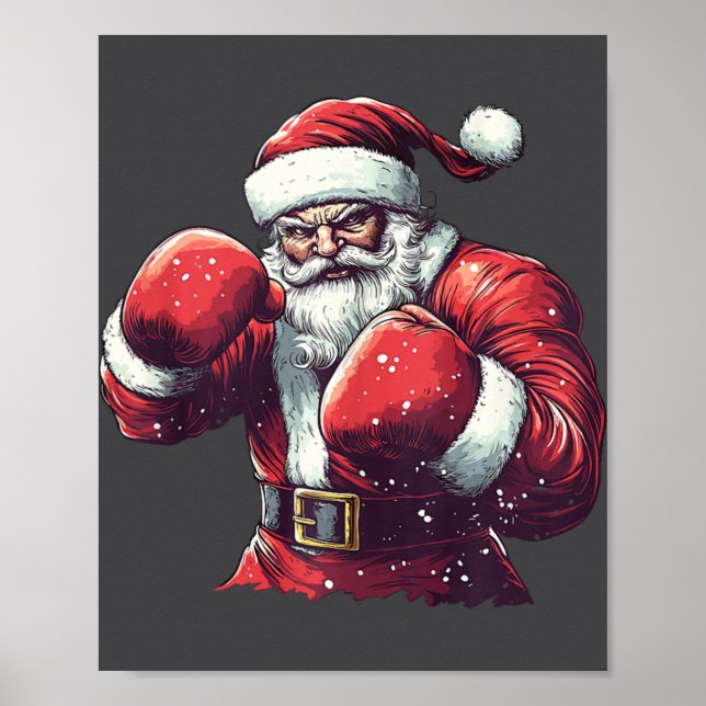 Santa Boxing Älskare Mma Muay Thai Boxer jul X Poster (Framsidan)
