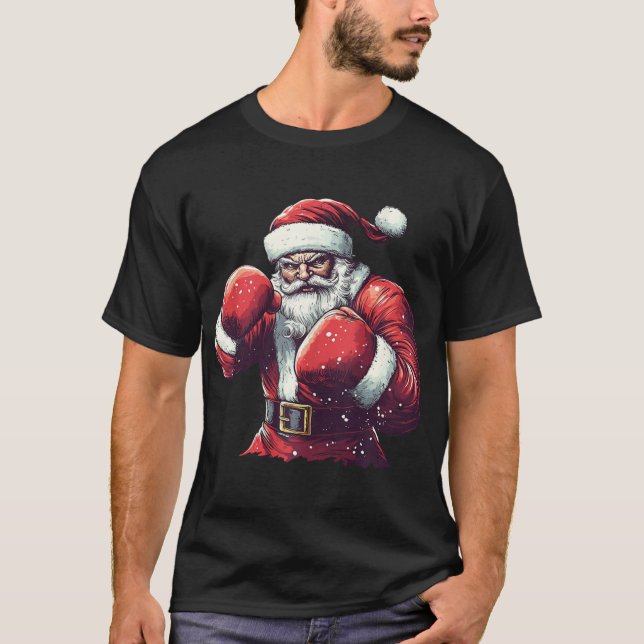 Santa Boxing Älskare Mma Muay Thai Boxer jul X T Shirt (Framsida)