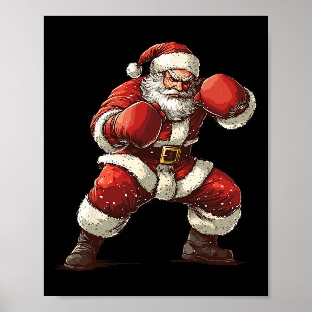 Santa Boxing Julafton Mma Muay Thai Älskare Boxer  Poster (Framsidan)