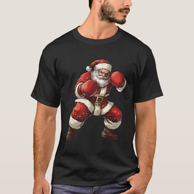 Santa Boxing Julafton Mma Muay Thai Älskare Boxer  T Shirt (Framsida)