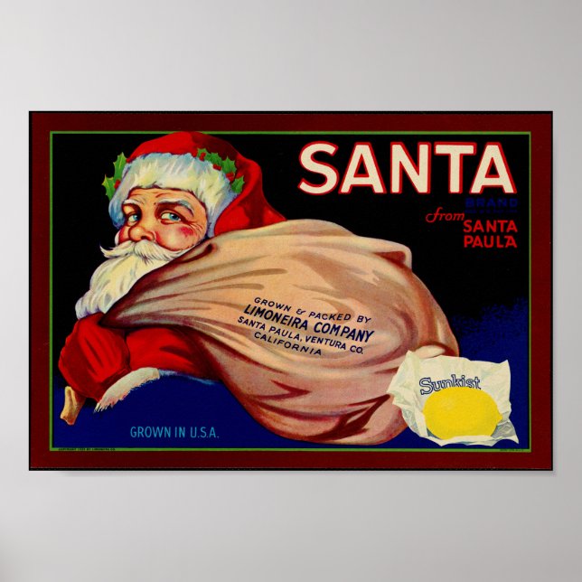 Santa Brand Lemons Ventura County California Fruit Poster (Framsidan)