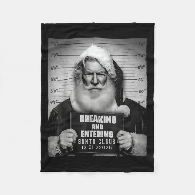 Santa Breaking Entering Mugshot Funny Christmas Ho Fleecefilt (Framsidan)