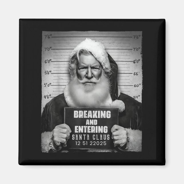 Santa Breaking Entering Mugshot Funny Christmas Ho Magnet (Framsidan)