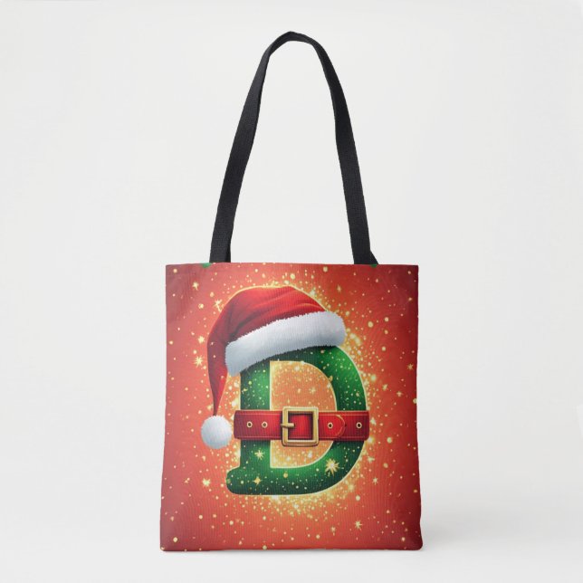 Santa Brev D Med Julgranskryddningar 🎄 Tygkasse (Framsida)