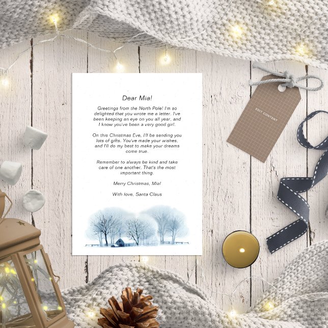 Santa Brev för Baby blue vinterbyn Rustic Julkort (Skapare uppladdad)